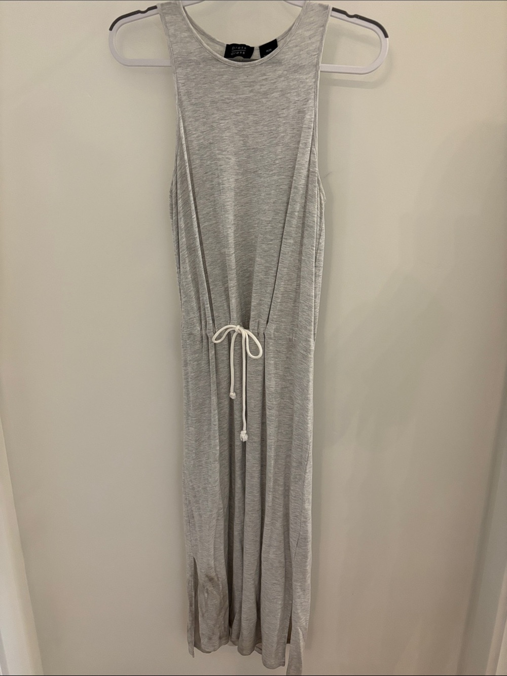 Light Gray Sleeveless Drawstring Maxi Dress